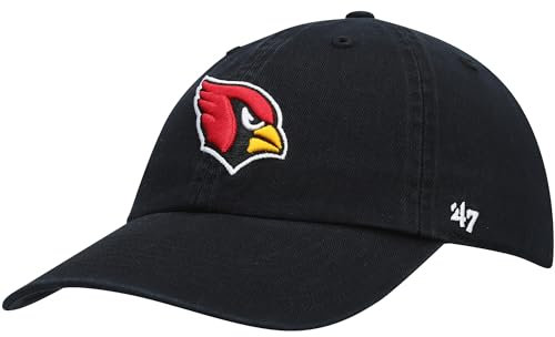 '47 NFL Arizona Cardinals Clean Up Unisex-Baseballkappe, Verstellbarer Riemenverschluss, Einheitsgröße, Team Logo, Farbe Schwarz