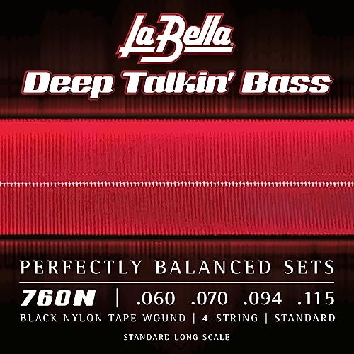 La Bella 760N Black Nylon Tapewound Bass Strings - Standard