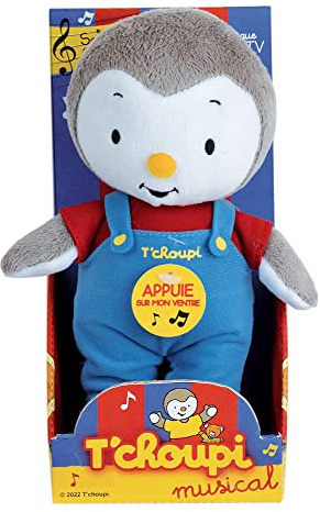 JEMINI | Peluche T'CHOUPI Musicale | 20 Cm | Chante le Générique de la Série TV | Licence Officielle | Finition Douce | Jouet D'Éveil Premier Age | Gamme T'choupi | Idée Cadeau Enfant Dès la naissance