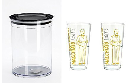 Vorratsbehälter Aromafresh Kaffee + 2 Latte Gläser cc 350 Grosses Glas Coffee & More stabelbar