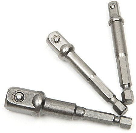 MALAYAS 3PCS Impact Socket Adapter/Extension Set Turns Power Drill Into High Speed Nut Driver. 1/4, 3/8, and 1/2 Drive