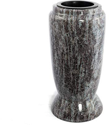Afterglow Vase funéraire en granit véritable, Orion clair, hauteur : 23 cm, diamètre : 12 cm, résistant aux intempéries et au gel, avec insert en plastique