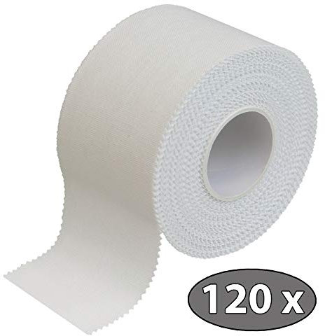 ALPIDEX 120 Rollen Sport Tape Set 3,8 cm x 10 m Tapeverbad Weiß Reißbares Gelenk Tape Unelastisches Sporttape Hautfreundlich Handball Fußball Volleyball