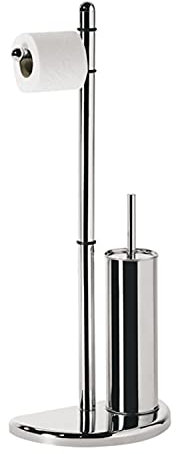 GEDY Hibiscus Colonna bagno porta rotolo + scopino bagno, Cromato, Set per wc in metallo e resine, Misure 75 x 29,6 x 18 cm, Design R&S Gedy, Garanzia 2 anni