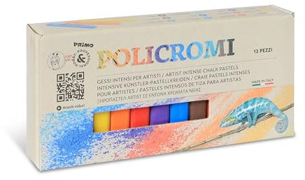 PRIMO Hobby & Professional - Gessi Colorati Carta e Superfici Porose, Colori per Artisti Coprenti Pastosi, Pastelli Colorati Acquerellabili Sfumabili per Cartoleria Lavoretti Creativi Hobby Street Art