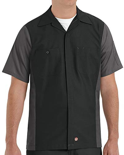 Red Kap - Camisa de Manga Corta Ripstop (antidesgarro) para Hombre, Negro/Carbón, XX-Large