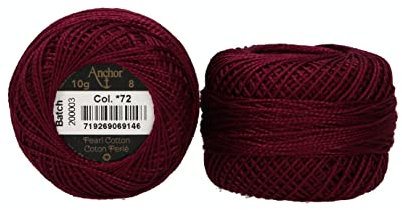 Anchor 4591008-00072 Stickgarne, 100% Baumwolle, brombeer dunkel, Stärke 8, 82m, 16 Gramm