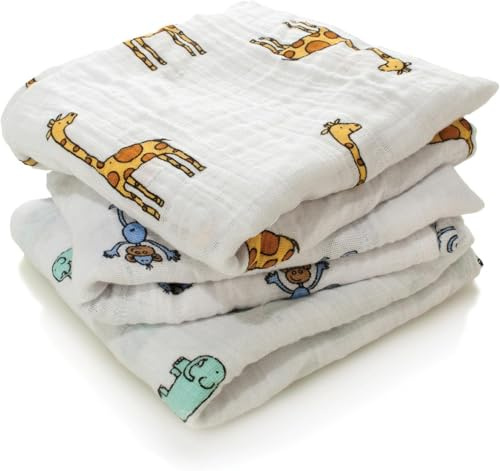 aden + anais 100% Cotton Muslin Musy Squares, Multi-use Baby Cloths for Girls & Boys, 70x70cm, Ideal Newborn & Infant Nursing Set, Perfect Shower Gifts, 3 Pack, jungle jam