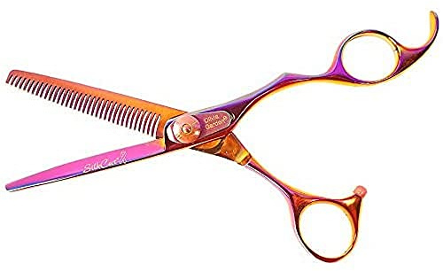 Olivia Garden Forbici per sfoltimento SilkCut Edizione Acrobaleno, Europee, Misura 6, 35 Denti, Per Mancini - Potenti Lame convesse , Lavorate a mano con la miglior qualità di acciaio giapponese