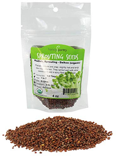 Organic Radish Sprouting Seeds - 4 Oz- Radish Seed for Sprouting Sprouts, Cooking, Soup, Food Storage, Hydroponics, Gardening & More
