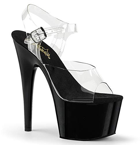 Pleaser Damen ADORE-708 Offene Sandalen, Transparent (CLR/Blk)