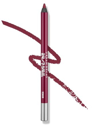 URBAN DECAY 24/7 Glide-On Waterproof Lip Pencil (Venom - Rich Plum), Smudge-Proof, Longwearing Lip Liner, Smooth & Creamy Colors, Moisturizing Formula with Vitamin E - 0.04 oz
