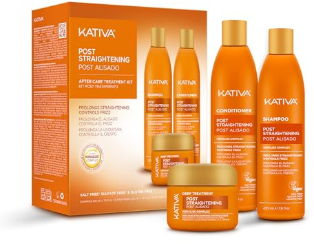 KATIVA Kit Mantenimiento Post Alisado 3 Unidades - Champú, Acondicionador y Mascarilla Post Tratamiento, Alarga la Duración del Alisado