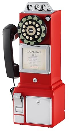 Crosley CR56-RE 1950's Payphone with Push Button Technology, Red