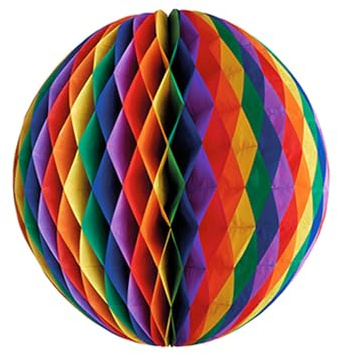 PAPSTAR 1 Karton = 5xWabenball Ø 60 cm Regenbogen schwer entflammbar 18993