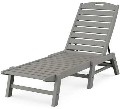 POLYWOOD Nautical Patio Chaise, Slate Grey