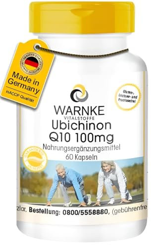 Coenzym Q10 100mg - 60 Kapseln - CoQ10 Kapseln - hochdosiert - Ubichinon - vegan | Warnke Vitalstoffe - Deutsche Apothekenqualität