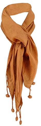 TigerTie Damen Halstuch Dreieckstuch braun Uni Gr. 160 cm x 75 cm - Tuch Schal Baumwolle