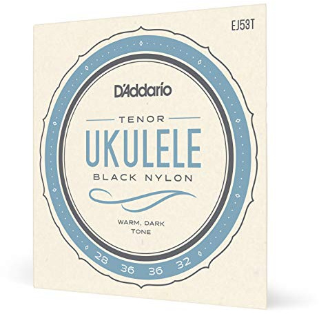 D'Addario Tenor Ukulelesträngar, svart nylon, EJ53T, 4-strängad uppsättning, 1-pack