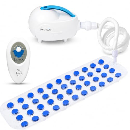 Portable Spa Bubble Bath Massager - Thermal Spa Waterproof Non-slip Mat with Suction Cup Bottom, Motorized Air Pump & Adjustable Bubble Settings - Remote Control Included - Serenelife PHSPAMT22