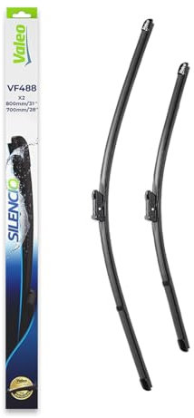 VALEO Silencio Tergicristalli VF488 Kit di Spazzole tergicristallo originali Flat Blade ad Alte Prestazioni, Maggior Visibilità su Strada 800mm/700mm Anteriore Confezione da 2 574688
