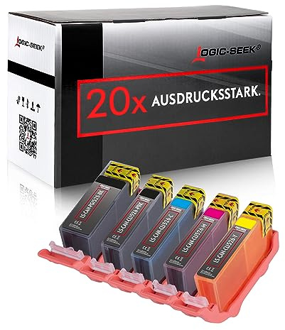 Logic-Seek 20 Druckerpatronen MIT CHIP und Füllstandsanzeige für Canon Pixma iP4850, MG5150, MG5250, MG6150, MG8150 kompatibel mit PGI-525BK, CLI-526C, CLI-526M, CLI-526Y und CLI-526BK