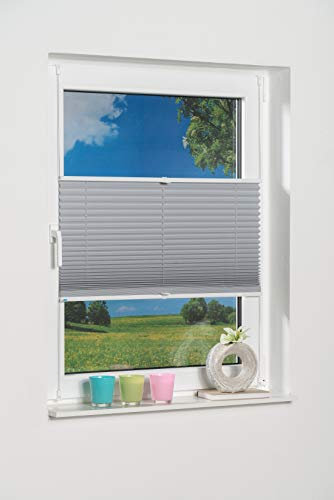 K-home Klemmfix-Plissee Palma Grau 100 x 130 cm +++Verdunklung+++