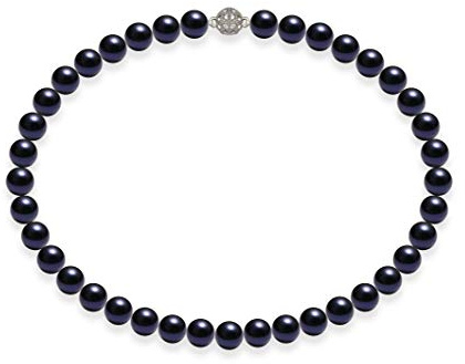 Schmuckwilli Tahiti Dam skal pärla pärlhalsband Dunkel Blå Magnetspänne verkligt skal 42cm dmk1011-42 (10mm)