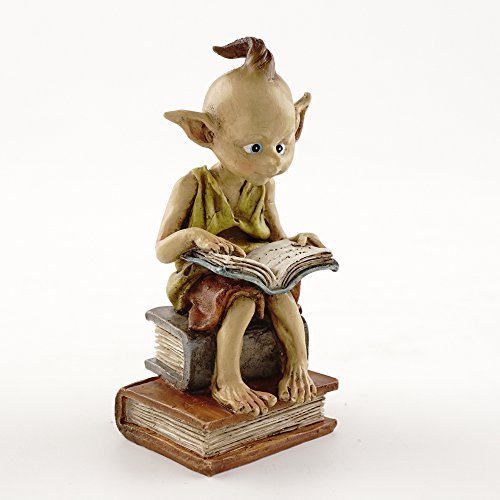 Top Collection Jardín de Hadas en Miniatura y Estatua de terrario, Garden Pixie Elf Reading Book