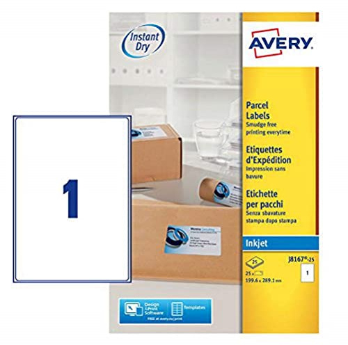 Avery Étiquettes Autocollantes Personnalisables 199,6 x 289,1 mm 25 Pièces Jet d'Encre