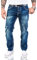 Rock Creek Herren Designer Jeans Hose Dicke Nähte Vintage Herrenjeans Stonewashed Regular Fit Used Look RC-2056 Blau W44 L38