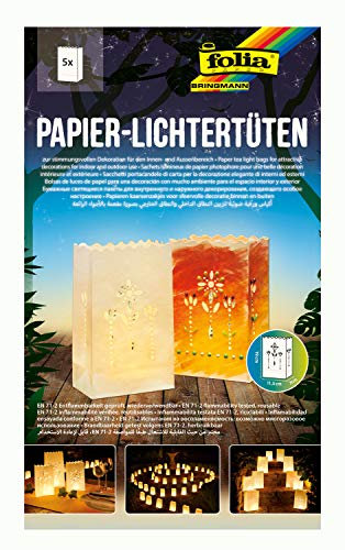folia 11904 - Bolsas de Papel ignífugo para decoración de Mesa (5 Unidades, 19 x 11,5 x 7 cm), diseño Floral
