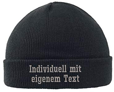 Wolfszeit personalisierte Strickmütze Bestickt mit deinen Namen (schwarz)