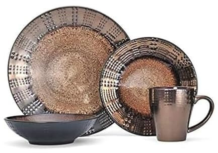 Mikasa Gourmet Basics Verona 16-Piece Stoneware Dinnerware Set, Service for 4, Includes Dinner Plates, Salad Plates, Soup Bowls and Mugs, Dishwasher and Microwave Safe