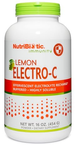 NutriBiotic - Lemon Electro-C, Vitamin C & Electrolyte Powder, 16 OZ | 850 Mg Vitamin C Per Serving | Effervescent Electrolyte Recharge | Buffered & Highly Soluble | Free of Calories, Gluten & Non-GMO