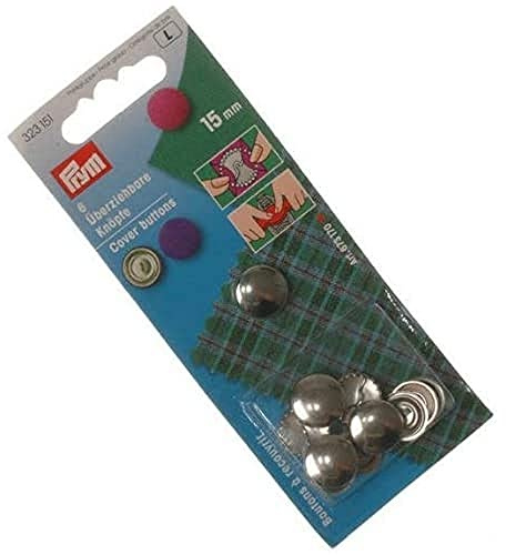 Prym Schaltflächen ohne Werkzeuge, Metal, Silber, 15 mm Stärke, 6