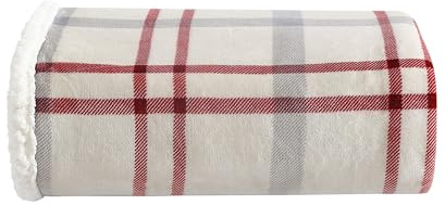 Eddie Bauer - Throw Blanket, Brushed Fleece & Plush Sherpa Bedding, Blanket for Couch & Bed (New Castle Red, 50 x 60)