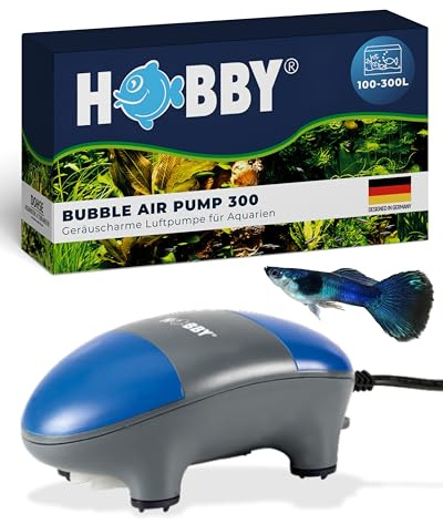 HOBBY Aquaristik Bubble Air Pump 300 I Luftpumpe für Aquarien 100–300 l I 3,5 W / 2 × 2,5 l/min Förderleistung I Sauerstoffpumpe für Süß- & Meerwasseraquarien