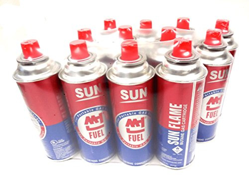 12 Cans Super Flame Butane Gas Cartridge Fuel Containers for Portable Camping Stoves