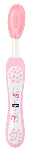 Chicco Spazzolino da Denti per Bambini con Testina Sagomata e Arrotondata, Spazzolino Bambini con Setole Super Morbide Delicate su Gengive e Dentini, Coprisetole Incluso - 6-36 Mesi,Rosa
