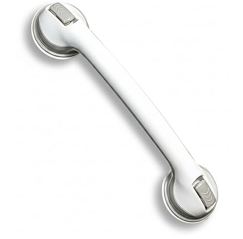 Safe-er-Grip Changing Lifestyles Suction Cup Grab Bars For Bathtubs & Showers; Safety Bathroom Assist Handle, White & Grey, 16 Inches