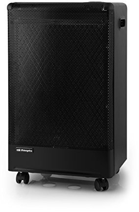 Orbegozo H 55, Estufa gas butano, 3000 W, triple sistema de seguridad, apta para gas butano y propano, sistema de seguridad por fallo en llama, asa para transporte, ruedas pivotantes, color negro