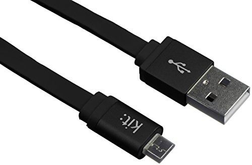 Kit Câble Plat de Données et de Charge USB/Micro USB pour Smartphone/Tablette/PC - Noir Métallique