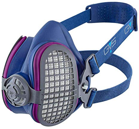 GVS Elipse P100 Dust Half Mask Respirator with replaceable and reusable filters included, Blue
