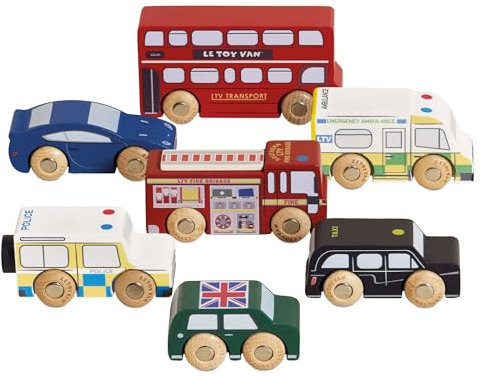 Le Toy Van - Iconic Wooden London Themed Toy Car Play Set - Set 7 Pieces | Play Vehicle Role Play Toys - Suitable For 2 Year Old +