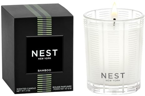 NEST New York Scented Votive Candle, Bamboo - 2 oz - Up to 28-Hour Burn Time - Reusable Glass Vessel