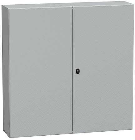 Schneider NSYS3D121230DP Spacial S3D Porte complète avec Plaque de Montage H1200 x L1200 x P300 IP55 IK10 RAL7035 Gris