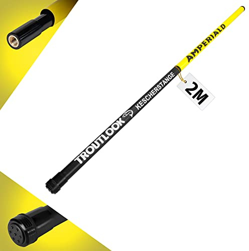 Troutlook Amperialo Teleskop-Kescherstange – Stabiler Carbon-Composite Kescherstab – Englisches Withworth Messing-Gewinde – Anti-Rutsch-Griff – Ultraleicht - 2m