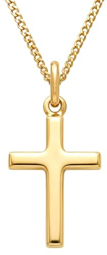 Alexander Castle Small Plain Solid 9ct Gold Cross Necklace for Women & Children - Cross Necklace Pendant with 18 9ct Gold Chain & Jewellery Gift Box - 22mm x 12mm