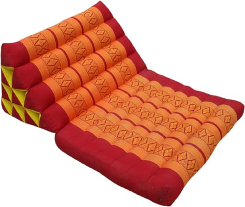 Guru-Shop Coussin Thaïlandais, Oreiller Triangulaire, Kapok, lit de Jour Avec 1 Support - Rouge/orange, Orange, 30x50x75 cm, Coussin Thai/pad 1
